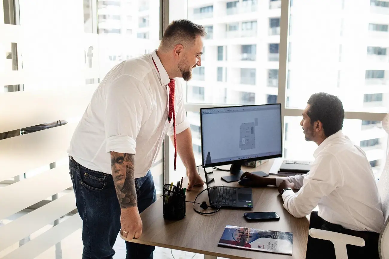 New Nordic engineer conducting Law No.3 building inspection in Dubai