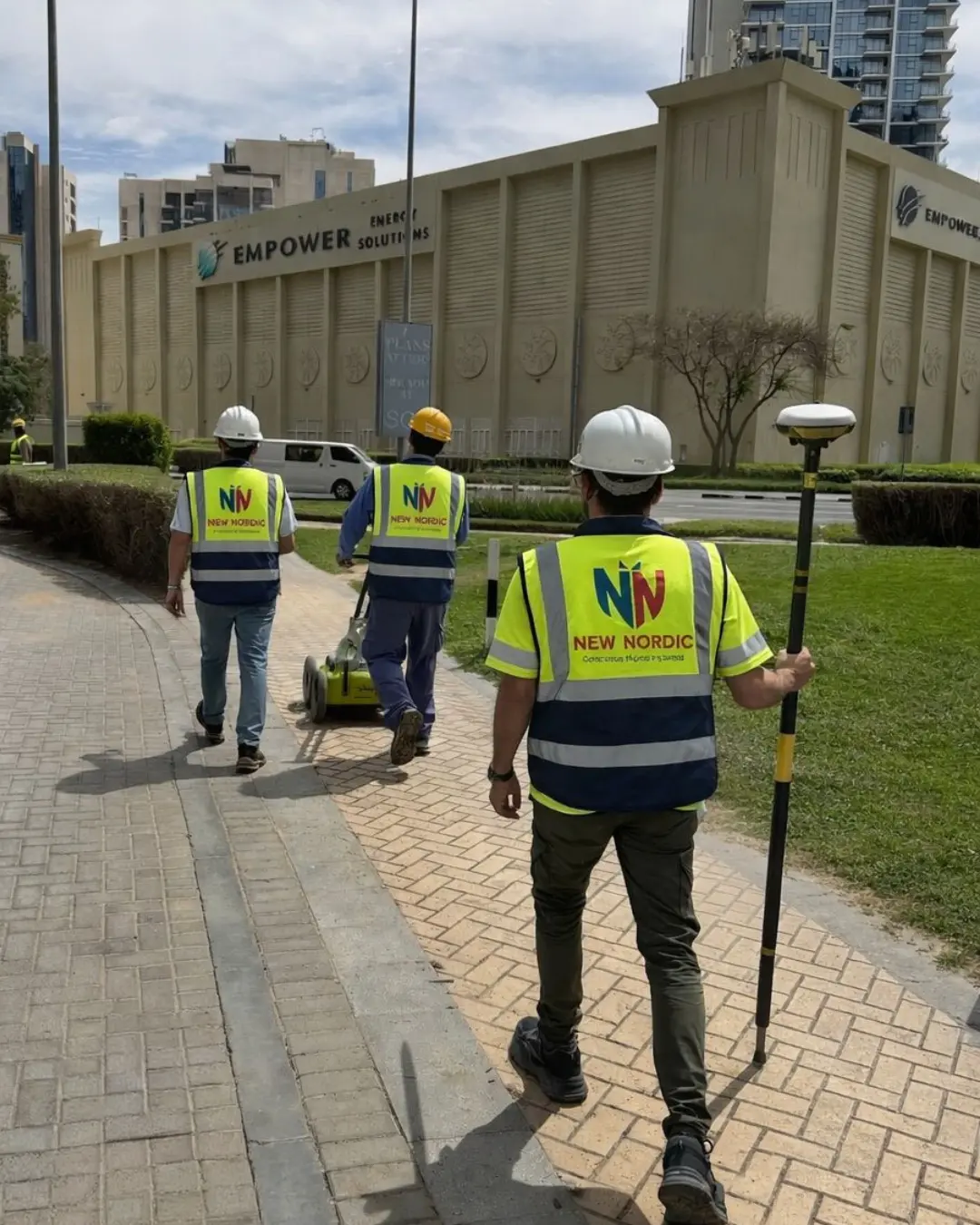 New Nordic structural engineer assessing fire-damaged concrete structure in Dubai post-fire inspection