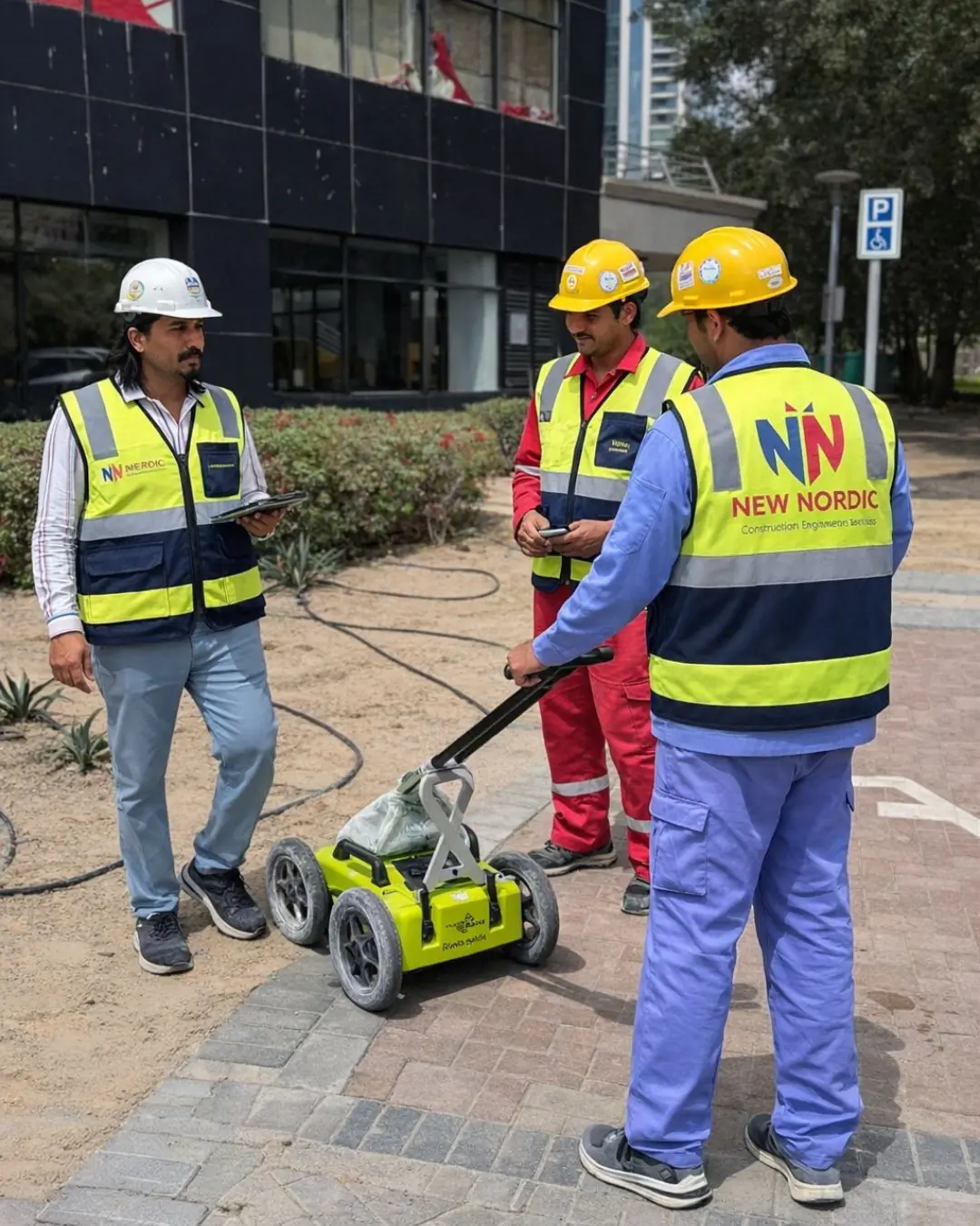 New Nordic team with GPR ground penetrating radar equipment on site